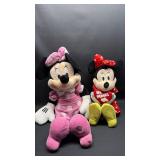 Disney Minnie Mouse Plushies- Valentine Minnie Approximately 15 inches Seated, Pink Minnie Approximately 17 inches Seated.