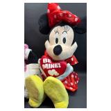 Disney Minnie Mouse Plushies- Valentine Minnie Approximately 15 inches Seated, Pink Minnie Approximately 17 inches Seated.