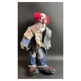 Handcrafted Horror Circus Clown Doll Approximately 14 inches Porcelain Head, Feet and Hands