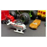 Pixar Cars and Jurassic Park Toys- Die Cast Grave Digger and Harold the Helicopter