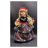 Swedish Traditional Folk Dress Decorative Doll Porcelain Hands, Face and Feet Appropriately 16 inches tall