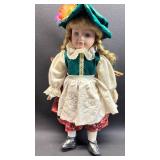 Welsh Traditional Costume Doll with Porcelain Hands, Face and Feet Appropriately 16 inches Tall