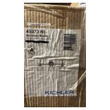 Modern 3-Light Bathroom Vanity Fixture Brushed Nickel Approximately 24 inches wide. Shades appear to be older than  fixture.