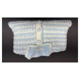 Handmade Baby Blue Knit Cardigan and Hat Set Appropriately 3 to 6 months