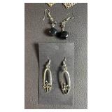 Black and Silver Tone-Fashion Earring Set - 3 Pairs Mixed Style