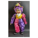 Colorful Polka Dot Clown Doll. Approximately 16 inches without hat.