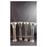 Set of 4 Mid-Century Solar Garden Lights Approximately 18 inches tall