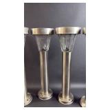 Set of 4 Mid-Century Solar Garden Lights Approximately 18 inches tall