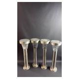 Set of 4 Mid-Century Solar Garden Lights Approximately 18 inches tall