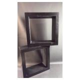 Black Square Wall Mounted Shelves & Blown Glass Pieces