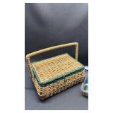 Vintage Sewing Basket with Thread and Notions