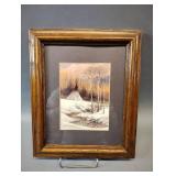 FRAMED WATERCOLOR Signed PRINT TITLED \"Winter Sunset\" by ARTIST Michael C. McCullough.