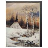 FRAMED WATERCOLOR Signed PRINT TITLED \"Winter Sunset\" by ARTIST Michael C. McCullough.