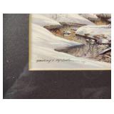 FRAMED WATERCOLOR Signed PRINT TITLED \"Winter Sunset\" by ARTIST Michael C. McCullough.