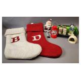 CHRISTMAS DECOR AND LETTER B AND D STOCKINGS