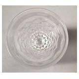 FOSTORIA AMERICAN CLEAR LOW WATER GOBLETS AND PITCHER WITH CUBIST PATTERN