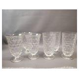 CLEAR FOOTED GLASS CUBIST ICE TEA(3) AND JUICE GLASSES (3)