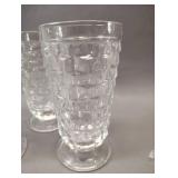 CLEAR FOOTED GLASS CUBIST ICE TEA(3) AND JUICE GLASSES (3)