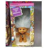 VINTAGE TREASURE TROLLS WITH WISH STONES IN ORIGINAL PACKAGING FEATURES BLUE AND PINK