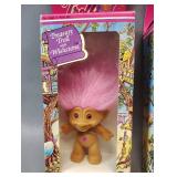 VINTAGE TREASURE TROLLS WITH WISH STONES IN ORIGINAL PACKAGING FEATURES BLUE AND PINK