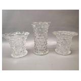 7.5\" Cubist Pattern Straight Vase and Set of 2, 5\" Bud Vases with Cube Pattern