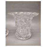 7.5\" Cubist Pattern Straight Vase and Set of 2, 5\" Bud Vases with Cube Pattern