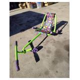 ROLLER RACER BRAND GO KART IN Lime GREEN AND MULTI COLORED DOTS