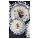 Country Blessings Angel Pattern Stoneware (7) Dinner Plates, (8) Bowls and (8)Bread and Butter Plates