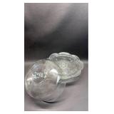 Charming Floral Pressed Glass Cake Stand with Dome Cover