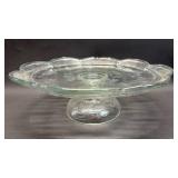 Charming Floral Pressed Glass Cake Stand with Dome Cover