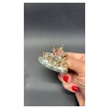 Miniature Blown Glass Tea Set with Gold Trim