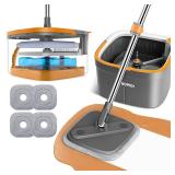 Mop and Bucket Set, Spin Mop with Separate Dirty Water System, Deep-Cleaning Mops for Floors, Versatile Mops for Walls TUB AND PADS ONLY