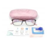 Women Anti Blue Light Glasses Block Eye Strain Glare with Case Tester, Gaming Computer Glasses Blue Light Block Glasses Filter UV Blocker Clear Lens Small Face Narrow Rectangle Nerd Frame Pink Black