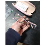 Women Anti Blue Light Glasses Block Eye Strain Glare with Case Tester, Gaming Computer Glasses Blue Light Block Glasses Filter UV Blocker Clear Lens Small Face Narrow Rectangle Nerd Frame Pink Black