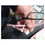 Women Anti Blue Light Glasses Block Eye Strain Glare with Case Tester, Gaming Computer Glasses Blue Light Block Glasses Filter UV Blocker Clear Lens Small Face Narrow Rectangle Nerd Frame Pink Black