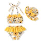 Aalizzwell 2T - 3T Little Girls Sunflower Bikini Set Toddler Bathing Suit Swimwear Swimsuit Swimming Beach Wear BONNET ONLY