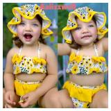 Aalizzwell 2T - 3T Little Girls Sunflower Bikini Set Toddler Bathing Suit Swimwear Swimsuit Swimming Beach Wear BONNET ONLY