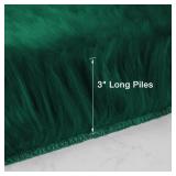 duduta Emerald Green Faux Sheepskin Runner Rug 2x6 ft, Fluffy Shag Bedroom Dorm Rug Decor Fur Couch Sofa Covers Washable