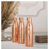 Glytterati Hammered Copper Water Bottle (34 oz/1000ml) (Set of 2) | Pure Copper Bottle For Drinking Water