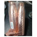 Glytterati Hammered Copper Water Bottle (34 oz/1000ml) (Set of 2) | Pure Copper Bottle For Drinking Water
