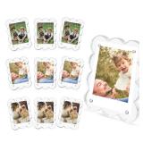 JUOIFIP 10 Pack 3x4 Acrylic Polaroid Magnets Picture Frame for Refrigerator, Scalloped Clear Frames for Instax Photo, Wallet Size Mini Frame for Fridge