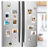 JUOIFIP 10 Pack 3x4 Acrylic Polaroid Magnets Picture Frame for Refrigerator, Scalloped Clear Frames for Instax Photo, Wallet Size Mini Frame for Fridge