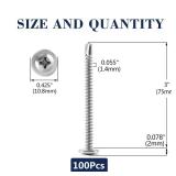 #8 x 3 Sheet Metal Screws 100PCS 410 Stainless Steel Truss Head Fast Self Tapping Screws by SG TZH