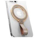 andobil [2025 Premium Leather] Magnetic Phone Grip for MagSafe [Longest Durable] Adjustable Phone Ring Kickstand w/Leather Loop Compatible with MagSafe Accessories&iPhone 17 Air 16 15 Pro Max Greige