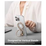 andobil [2025 Premium Leather] Magnetic Phone Grip for MagSafe [Longest Durable] Adjustable Phone Ring Kickstand w/Leather Loop Compatible with MagSafe Accessories&iPhone 17 Air 16 15 Pro Max Greige
