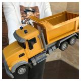 RC Dump Truck Toy for Kids - 6 Channel Remote Control Dump Truck with LED Lights, RC Construction Vehicle Truck Toys with 2 Rechargeable Batteries, Gifts Ideas for 3-8 Years Old Boys and Girls