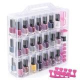 DreamGenius Nail Polish Organizer Case for 48 Bottles with 2 Nail Separators, Double Side Gel Nail Polish Holder with Adjustable Dividers, Clear