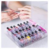 DreamGenius Nail Polish Organizer Case for 48 Bottles with 2 Nail Separators, Double Side Gel Nail Polish Holder with Adjustable Dividers, Clear