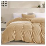 JELLYMONI Khaki Velvet Duvet Cover King Size - 3 Piece Ultra Soft Plush Bedding Set, Luxury Fluffy Comforter Cover with Zipper Closure & 8 Corner Ties for Bedroom
