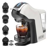 KOTLIE 5in1 19Bar Multicapsule Espresso Coffee Machine, Cold&Hot Brewing Single-Serve Coffee Maker, Cappuccino&Latte Maker for Kcup/Dolce Gusto/Nespresso Original/GroundCoffee/44mm ESE EM-308A (White)